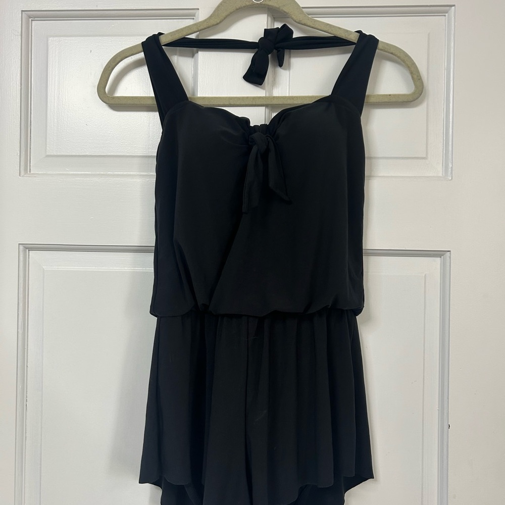 Aqua Green Black Swim Romper with Teal Logo - Picture 2 of 5